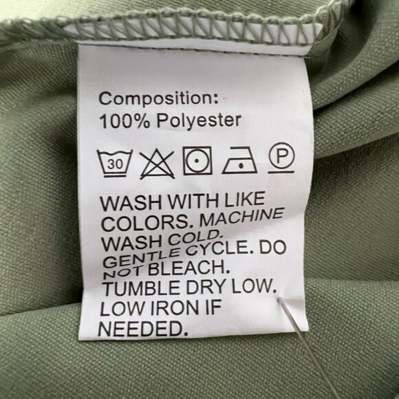 Shein Womens 3 Piece Outfit Set Green 3/4 Sleeve Open Front Smocked Satin XS - Picture 10 of 10